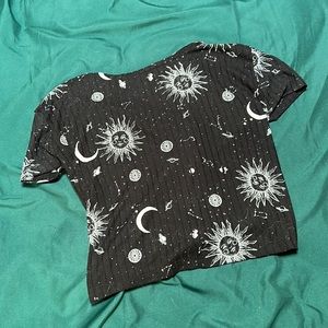 Black Open Back Sun and Moon Crop Top